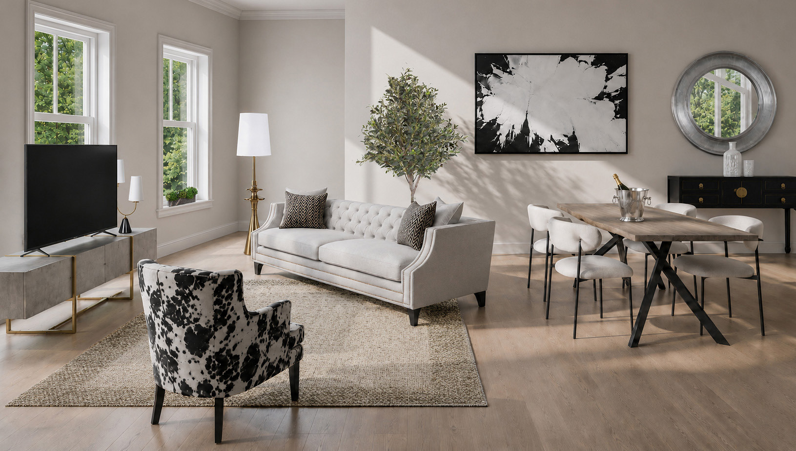 Fully styled show home living room